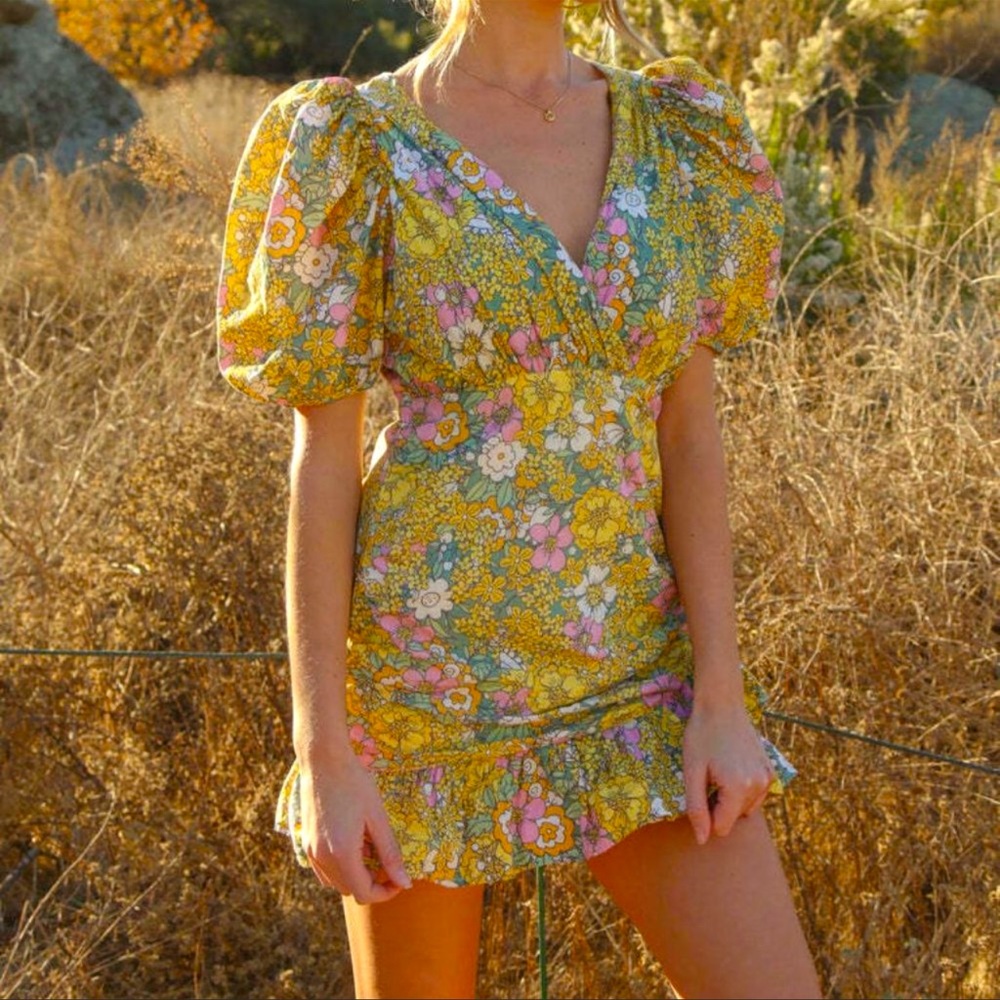 Rahi Pink Sally Retro Floral Print Petra Mini Dress Size L